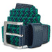 FootJoy Fashion Braided Belt 2026 in navy and green coiled up showing metal buckle