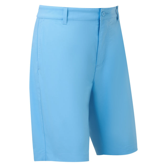 FootJoy Par Golf Shorts – Spring/Summer 2026 in blue, view of front button and zipper