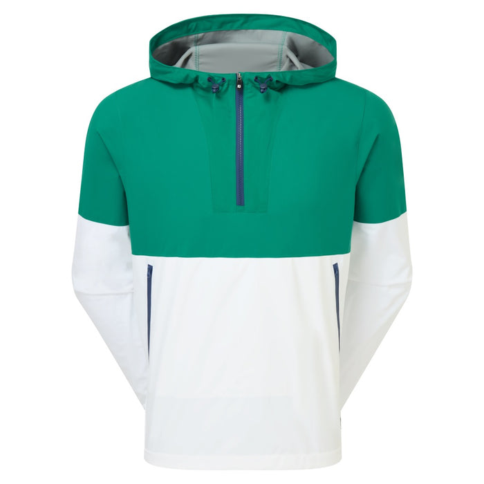 FootJoy HydroLite X Waterproof Golf Hoodie in green and white front view