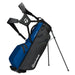 TaylorMade Storm Dry Waterproof Golf Stand Bag in black and blue on its stand