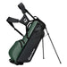 TaylorMade Storm Dry Waterproof Golf Stand Bag in sage green and black, on its stand