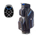 Motocaddy Lite Series Golf Cart Bag 2026 in black and , with another image of the 14 way top divider blue