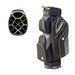 Motocaddy Lite Series Golf Cart Bag 2026 in black and lime green, with another image of the 14 way top divider