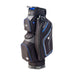 Motocaddy Club Series Golf Cart Bag 2026 in black and blue, side view of big pocket 