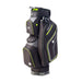 Motocaddy Club Series Golf Cart Bag 2026 in black with lime green trim, showing side of bag with waterproof pocket