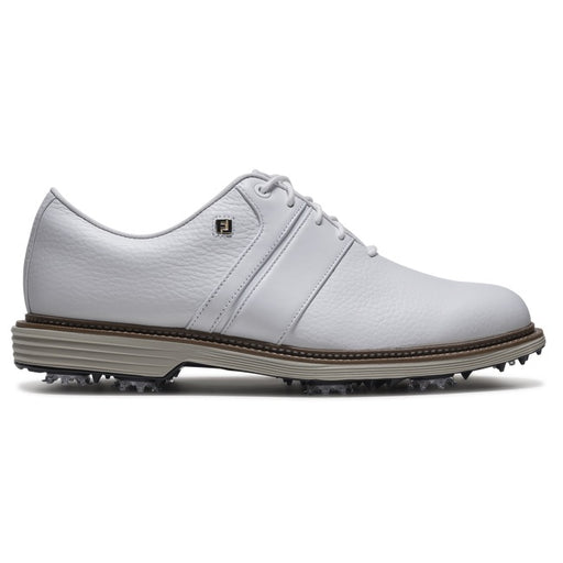 FootJoy 2026 Premiere Series Packard Golf Shoes in white with light colour sole, side view of right foot