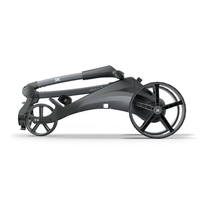 Motocaddy SE G2 Electric Golf Trolley, full view of the trolley in its folded position