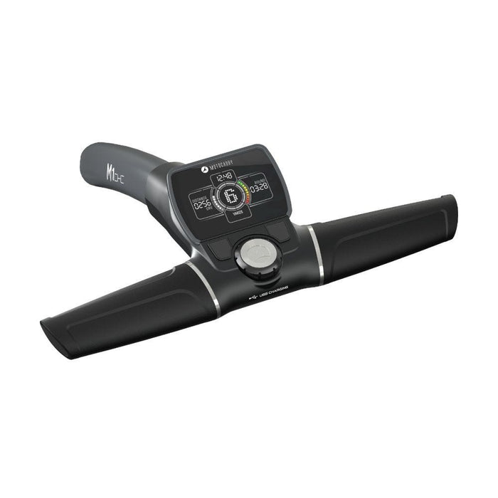 The Motocaddy M1 DHC Electric Golf Trolley 2026's handle and screen