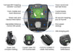 Motocaddy M5 GPS Electric Golf Trolley 2026's touchscreen with labels showing the specification and features