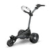 Motocaddy M5 GPS Electric Golf Trolley 2026 face on view with the trolley unfolded