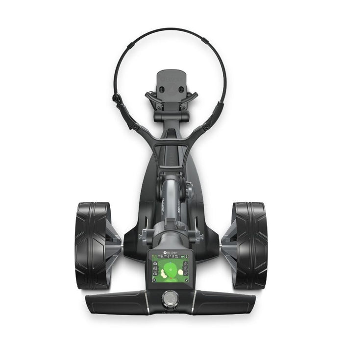 a golfers view of a Motocaddy M5 GPS Electric Golf Trolley 2026