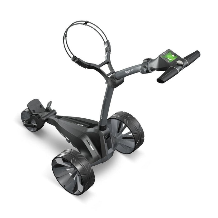 Full view of the Motocaddy M5 GPS Electric Golf Trolley 2026 unfolded