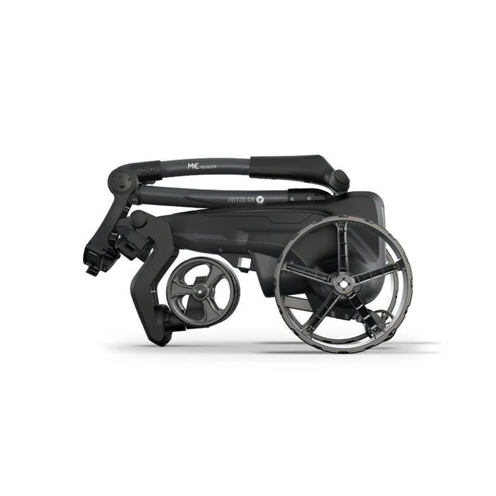 The Motocaddy ME Remote Electric Golf Trolley i its smallest folded postion