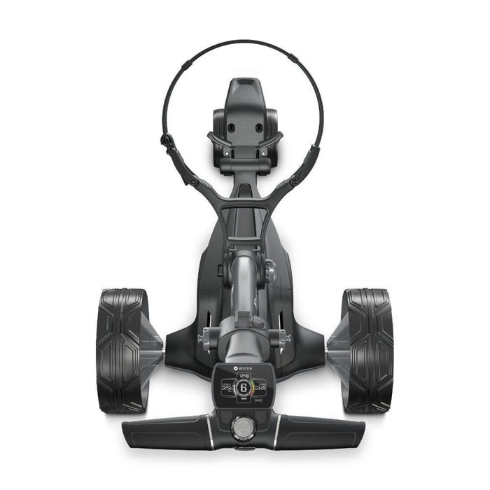 The golfers view of the Motocaddy M7 Remote Electric Golf Trolley