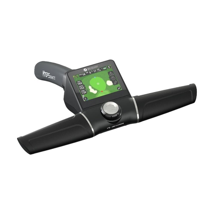 the handle of the Motocaddy M7 GPS Remote Electric Golf Trolley 2026