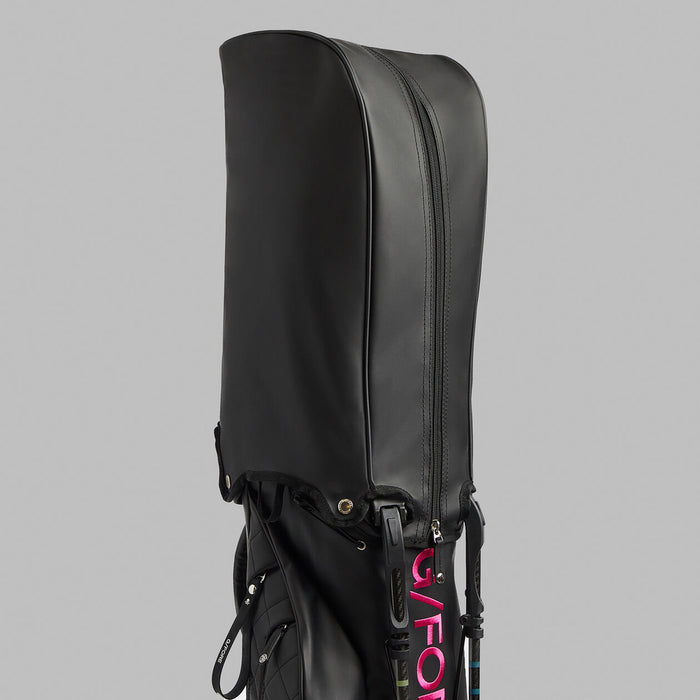 The G/FORE Daytona Plus Golf Stand Bag with rain hood attatched