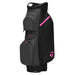 side profile of the TaylorMade Cart Lite Golf Cart Bag in black, grey and pink. Bright pink taylormade logo