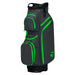side view of TaylorMade Cart Lite Golf Cart Bag in grey and neon green, bright green zips