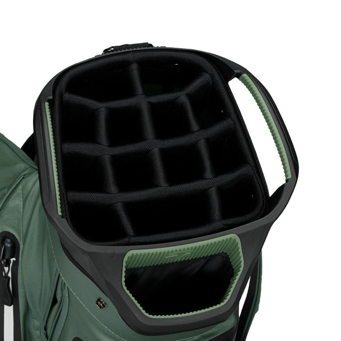 14 way dividers and carry handles f the TaylorMade Storm Dry Waterproof Golf Cart Bag in heritage icon sage green