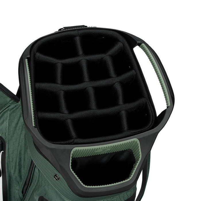 top dividers of the black and green waterproof taylormade golf bag