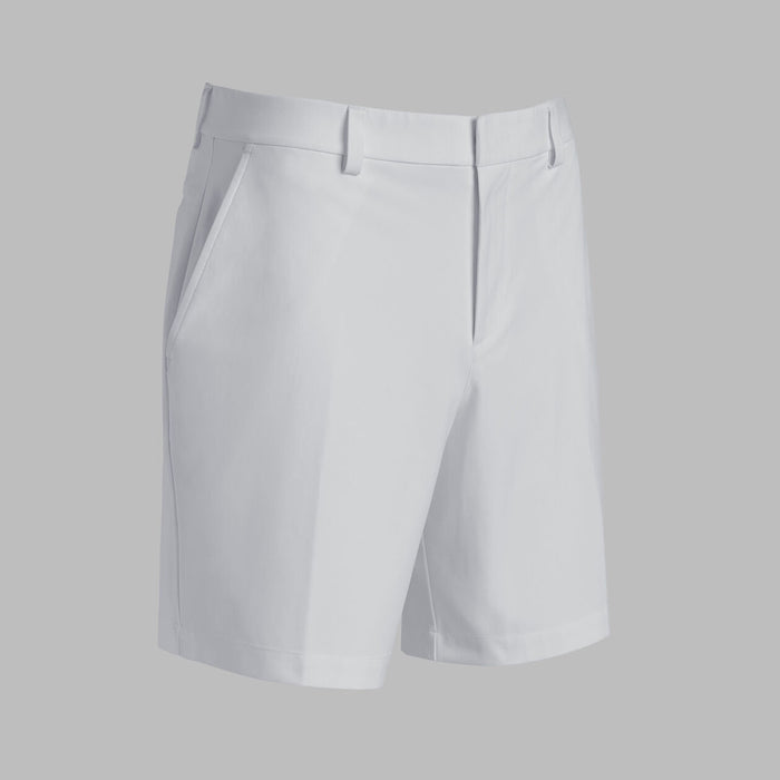 G/FORE Tour Golf Shorts in light grey front profile showing zipper