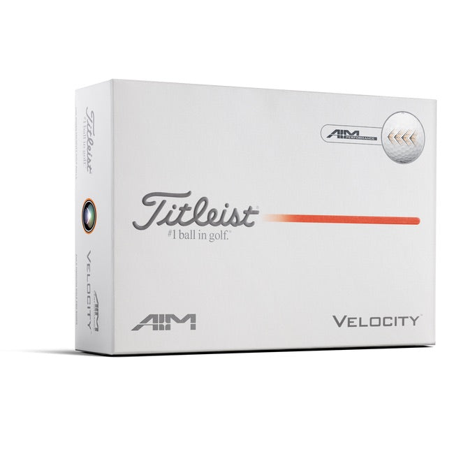 white box of Titleist Velocity AIM Performance Golf Balls