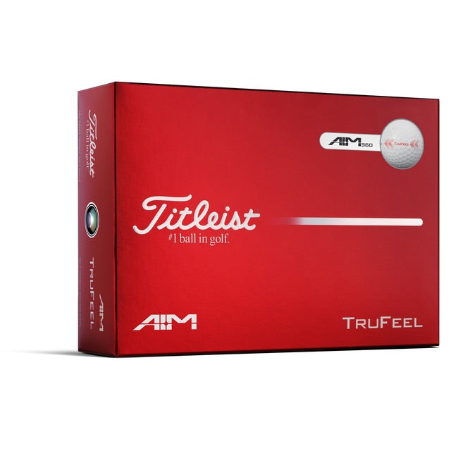 red box of 12 Titleist TruFeel AIM 360 Golf Balls