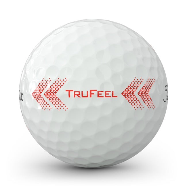close up of the alignment aid of the Titleist TruFeel AIM 360 Golf Ball