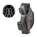 side profile and top divider of the Motocaddy Dry-Series Waterproof Cart Bag 2026 in black & charcoal