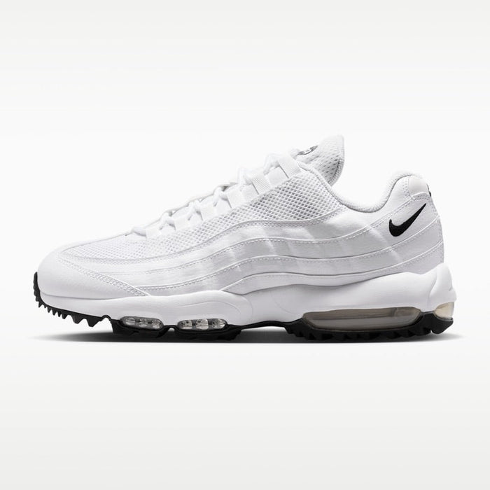 side profile of the Nike Air Max 95 G Golf Shoes in white