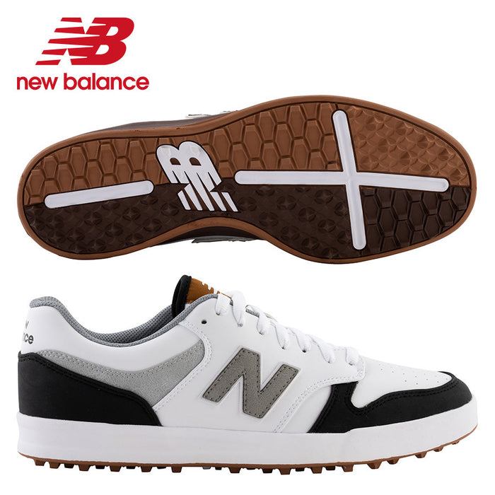 white and black new balance 480 golf shoes pair