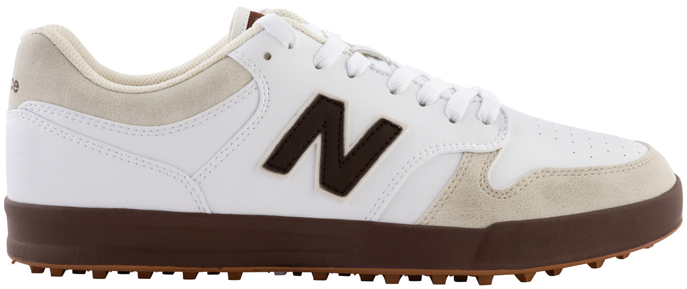 side of the New Balance 480 SL Golf Shoes in white and brown