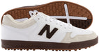 pair of the New Balance 480 SL Golf Shoes in white and brown