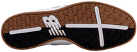 sole of the New Balance 480 SL Golf Shoes in white and black with brown trim