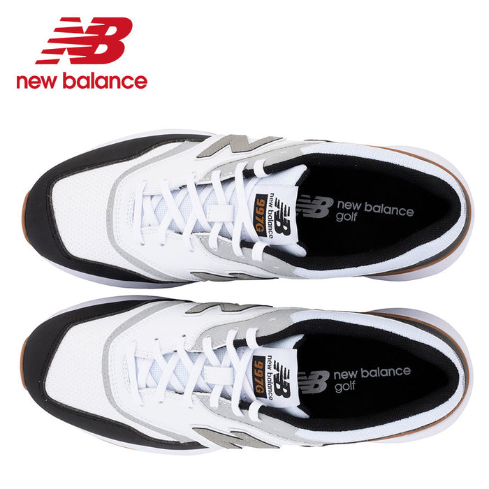 golfers view of the New Balance 997 Spiked Golf Shoes in white and black
