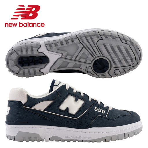 side profile and sole system of the New Balance 550 SL Golf Shoes in navy blue