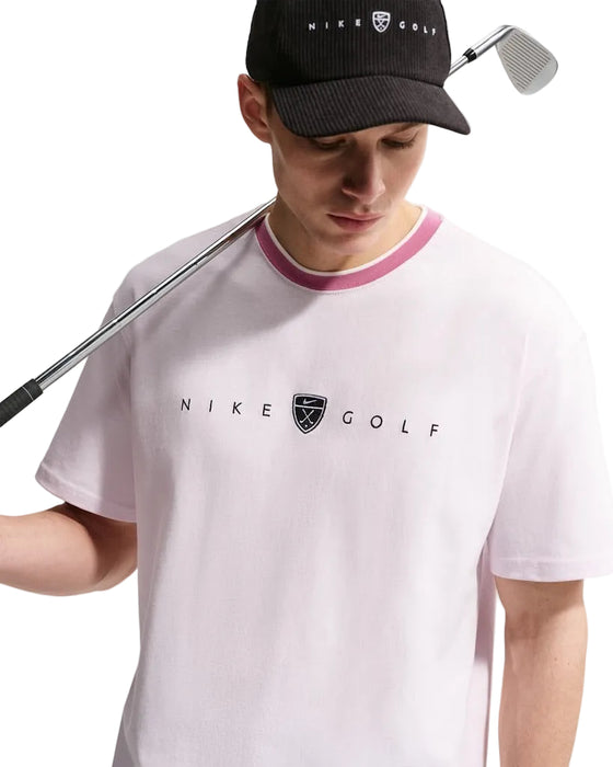 golfer wearing Nike Retro Golf T-Shirt in pearl pink