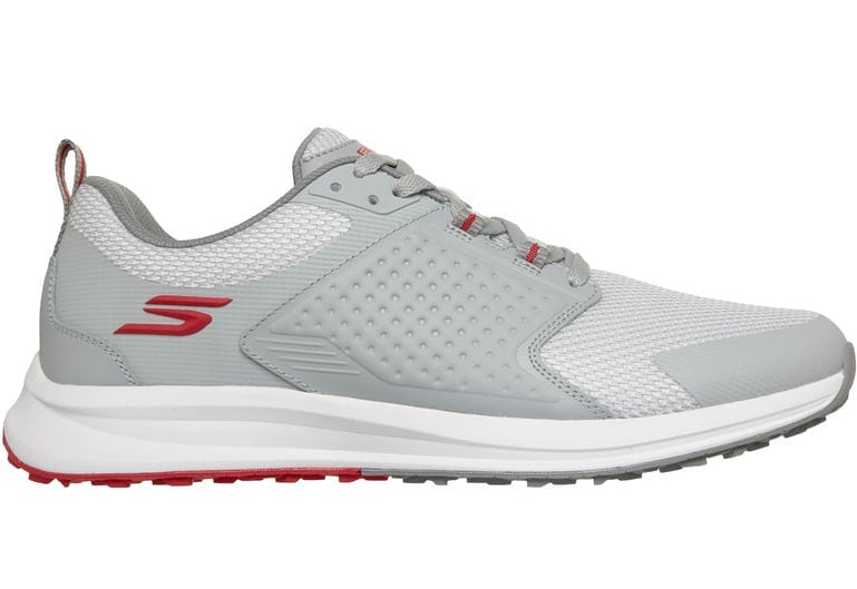 right foot of the Skechers Golf Quest Spikeless Golf Shoes in grey with red