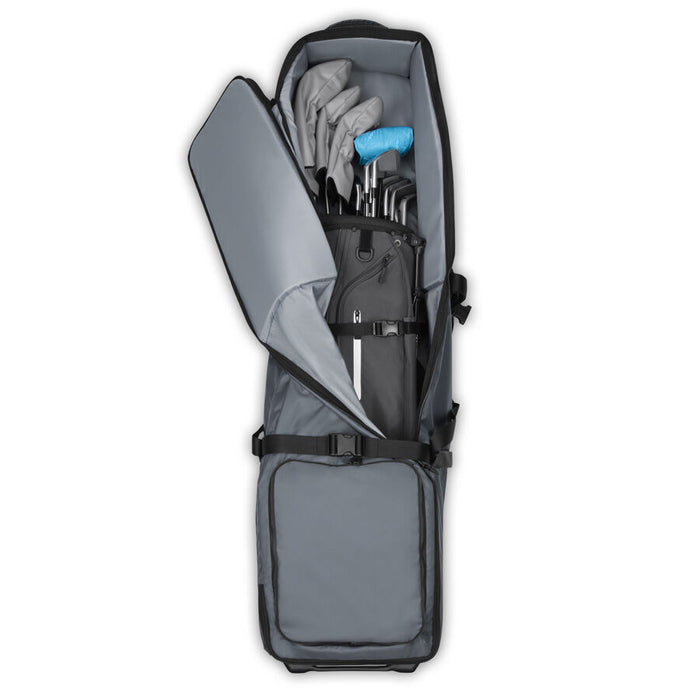 inside with golf clubs of theTaylormade Performance Flight Travel Cover