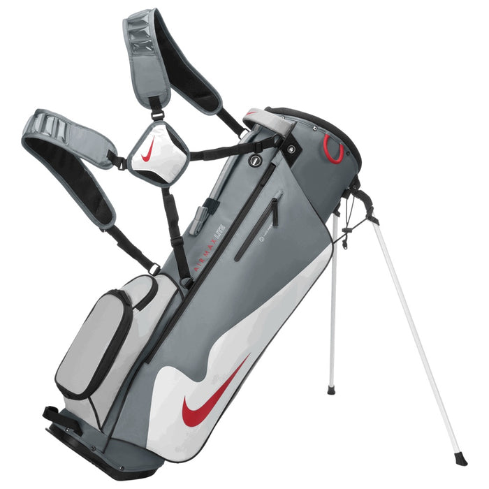 Nike Air Max Lite Golf Stand Bag in grey white and red