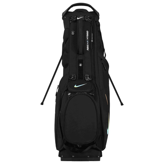 Nike Air Hybrid 2 Golf Stand Bag in black and iridescent showing close up of ball pocket