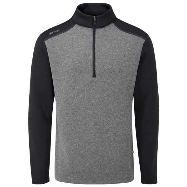 Ping Ramsey Men's Half Zip Ribbed Golf Fleece in black marl