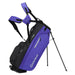 Purple and black golf bag with TaylorMade logo on a white background