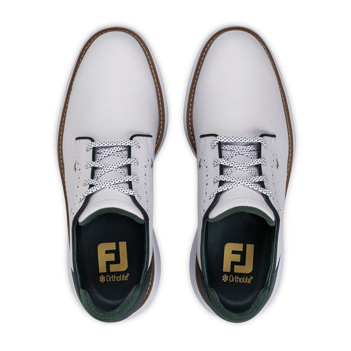 the insole of the FootJoy Traditions Blucher Golf Shoes in white and green