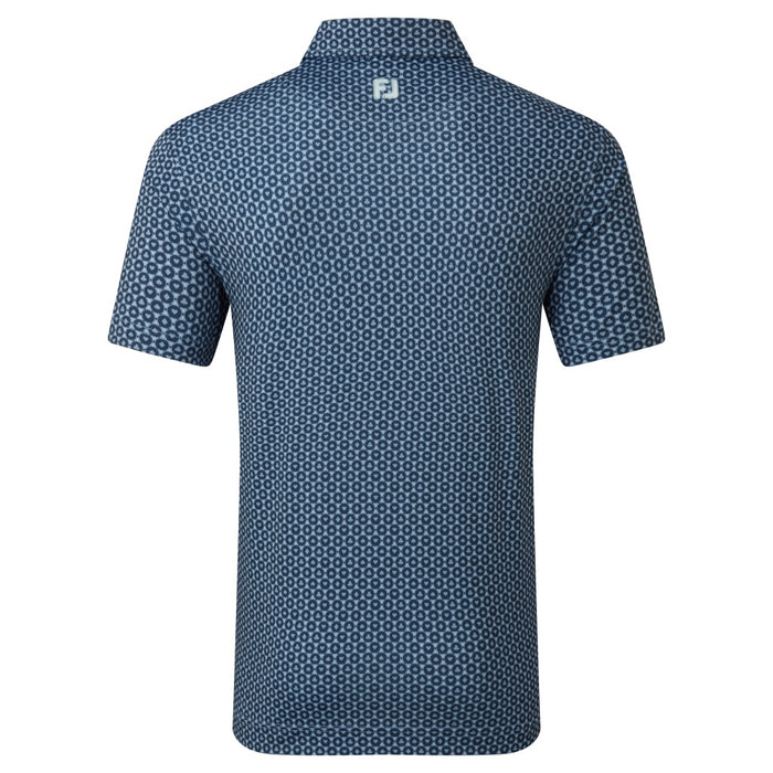 back of the FootJoy Vegas Marker Print Lisle Golf Polo Shirt