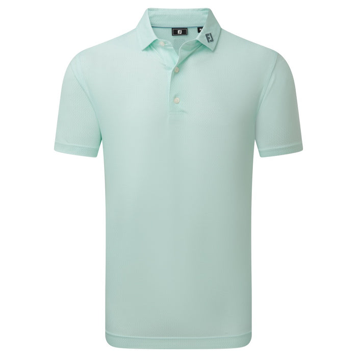 front view of the FootJoy Heritage Logo Lisle Golf Polo Shirt in mint