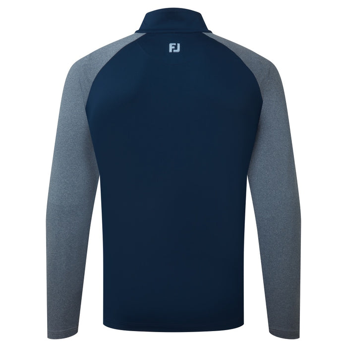 back of the FootJoy Raglan Block Chill-Out Golf Midlayer in navy