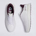 pair of G/FORE G.112 Spikeless Golf Shoes in white and purple