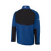 Back view of a PING AquaDrive Pro waterproof golf jacket in blue and black with a high collar and white branding.