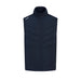 PING Ivan men's hybrid golf vest in navy, front view featuring a high neck, full zip, and quilted chest panels.